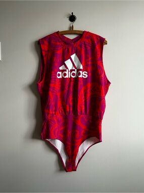 Adidas Farm Rio collaboration Bodysuit Pink Magenta Sports Leotard sz L cotton